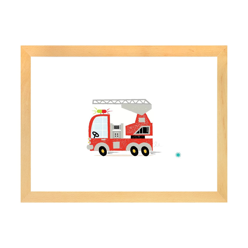 Fire Fire - impression d'art graphique, Blanc, H 16 po x l 24 po x P 1 po, Papier avec cadre beige