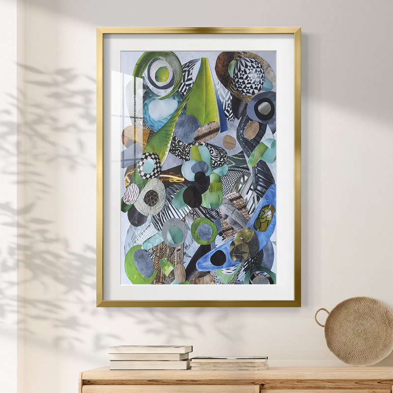 Siesta Beach Glass -Framed Print, 28.5" H x 20.5" W, Gold