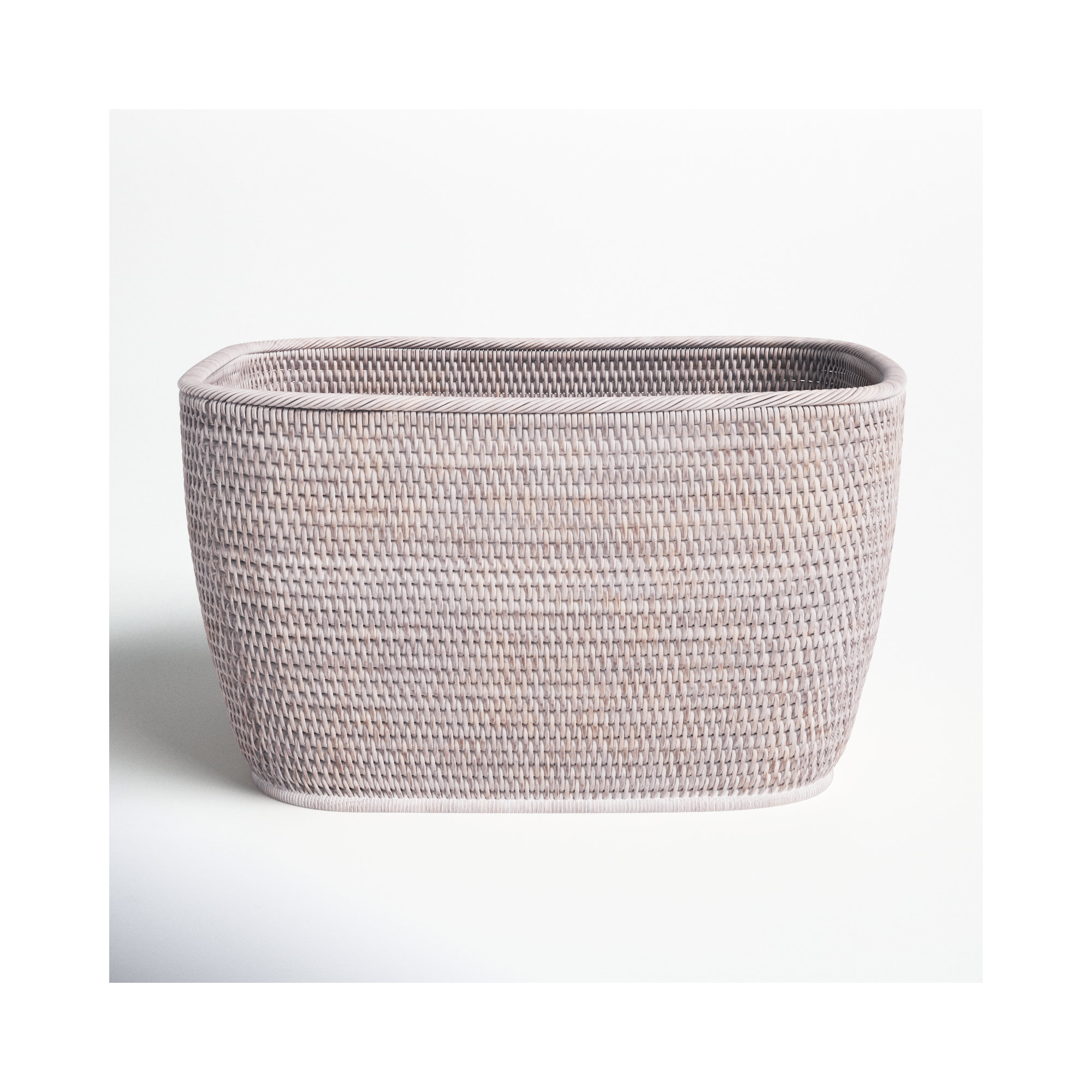 Handmade Coastal Decorative Basket 1, White Wash, 13" H x 20" W x 24" D