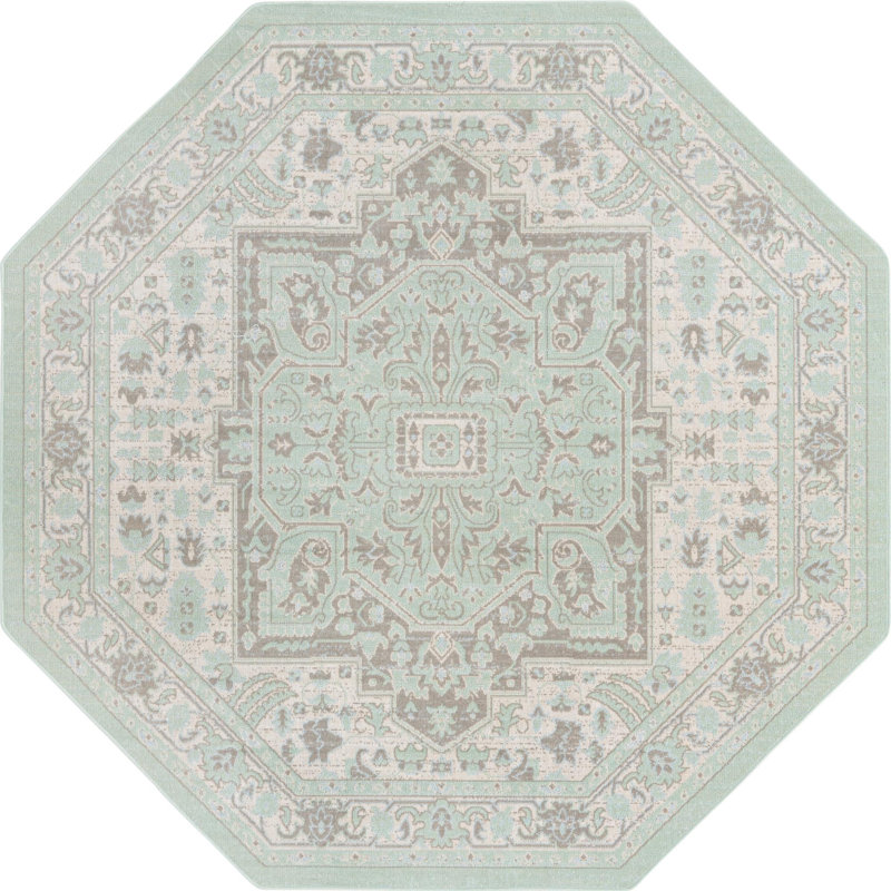 Tapis traditionnel Matthei couleur mousse, Octogone 7 pi