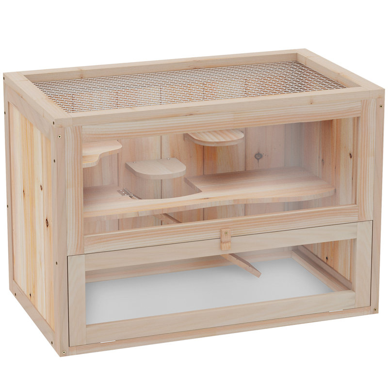 Cage à hamster à 2 niveaux, maison pour rat, petit animal, Naturel