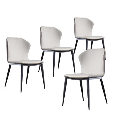 PU Leather High Back, Mid Century Dining Chairs with Metal Legs, Modern Chair with Backrest and Padded Seat