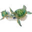 Figurine de tortue de mer verte nageant près d'un anémone de mer - récif de corail - poisson bleu