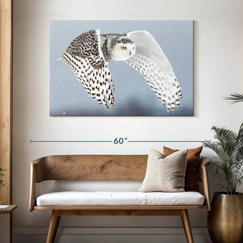 Brampt White Snowy Owl, 32" H x 48" W