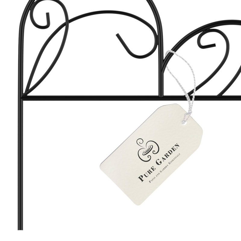 Clôture de jardin en métal - ensemble de 5 panneaux de parterres de fleurs décoratifs Mimosa et aménagement paysager - emboîtables, conception flexible en noir par Pure Garden