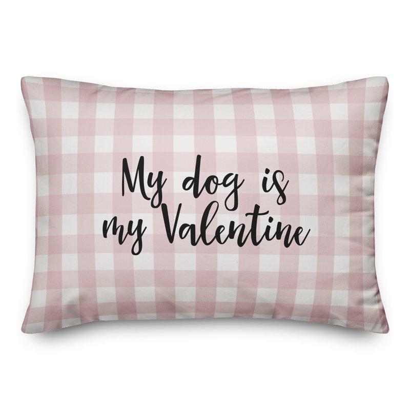  Coussin My Dog Is My Valentine, Noir / Rose