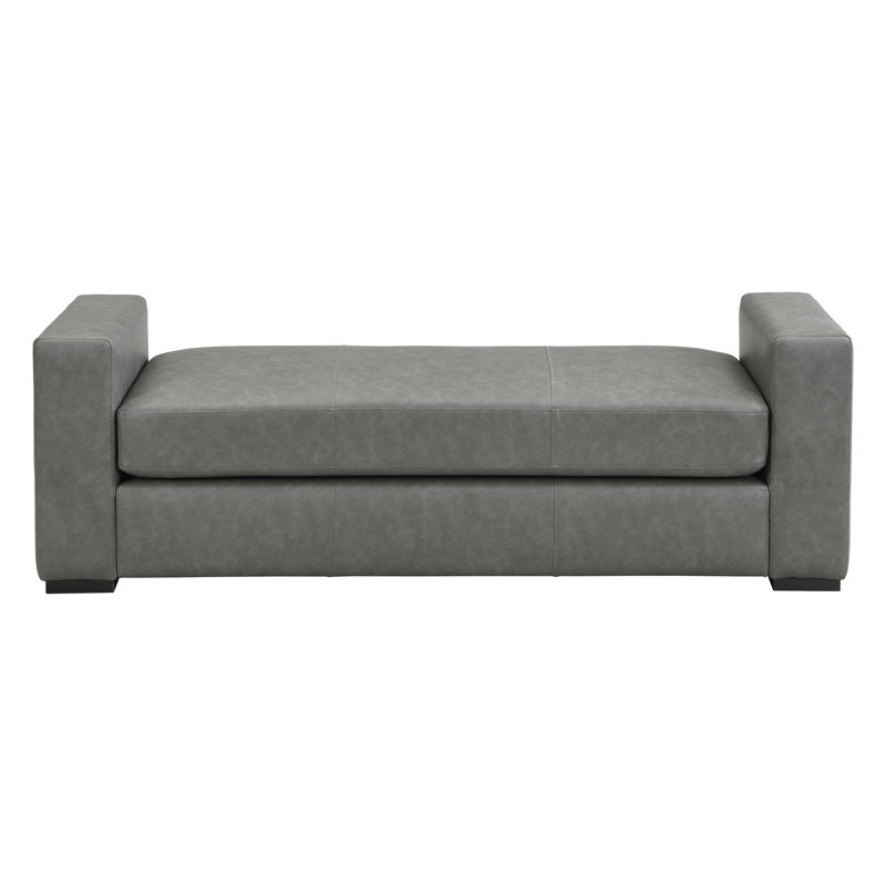Emanuel PU Leather Upholstered Bench With Armrests, Gray