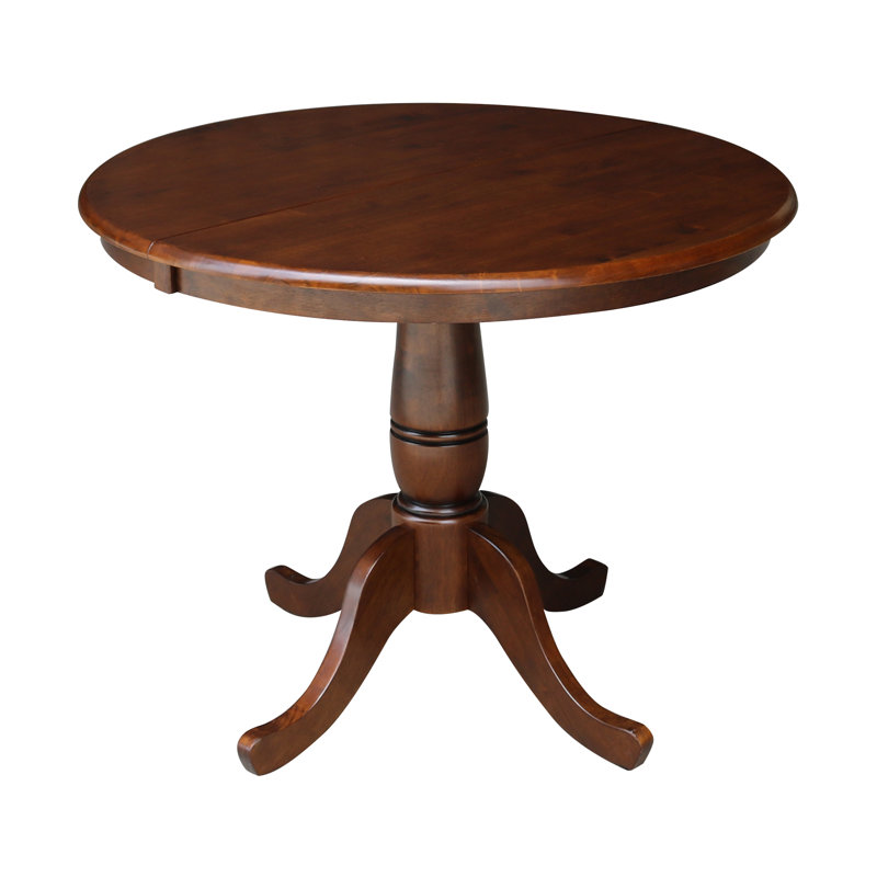Ingbert Extendable Solid Wood Pedestal Dining Table, Espresso