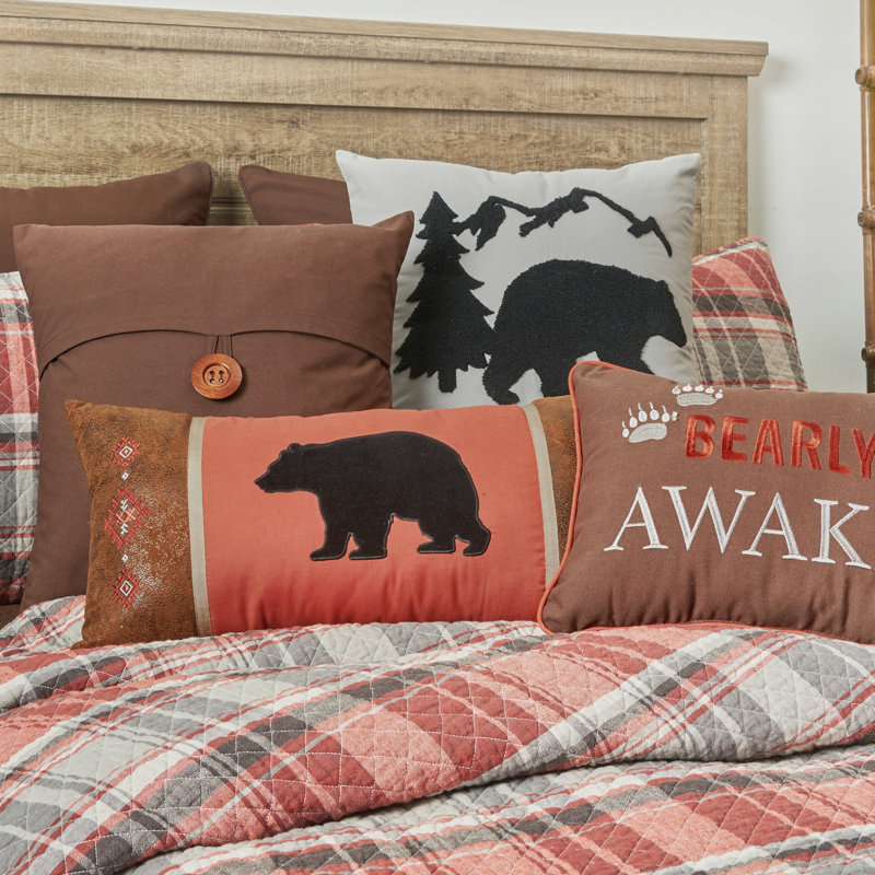 Gray and Saffron Plaid Cotton Full Quilt Set