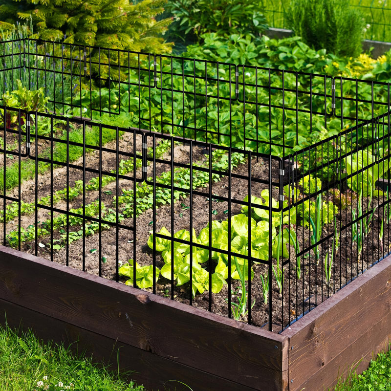 43cm H x 33cm W Metal Animal Barrier Fence, 10 Pack Decorative Garden Border, No Digging Patio Fence, 3.3m Total Length, 10
