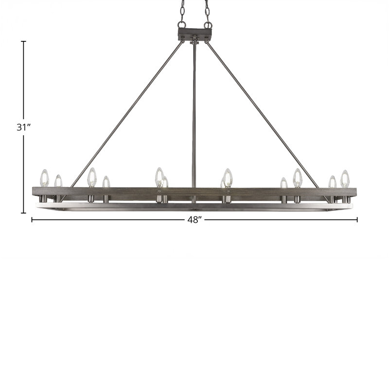 Luminaire pour îlot 12 lumières Belmont, Graphite / bois patiné peint