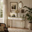 Console 47 po avec miroir demi-lune en verre cannelé et tiroir en cristal-518154442-518154441