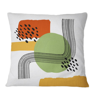 Coussin décoratif à pois moderne rouge et vert, motif abstrait noir
