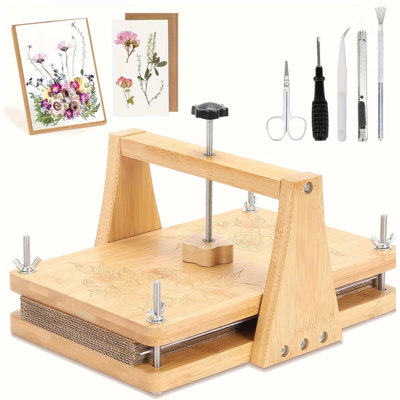 Flower Press Kit,6 Layers 11.6"x7.68"x5.5" Easy One-Step Pressing Kit, Dried Flower Plant Preservation Kit for Craft Lovers
