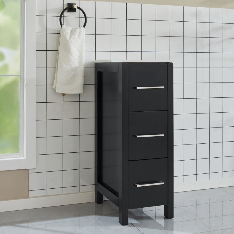 Armoire de salle de bain autoportante 12 po à 3 tiroirs Brescia, Espresso
