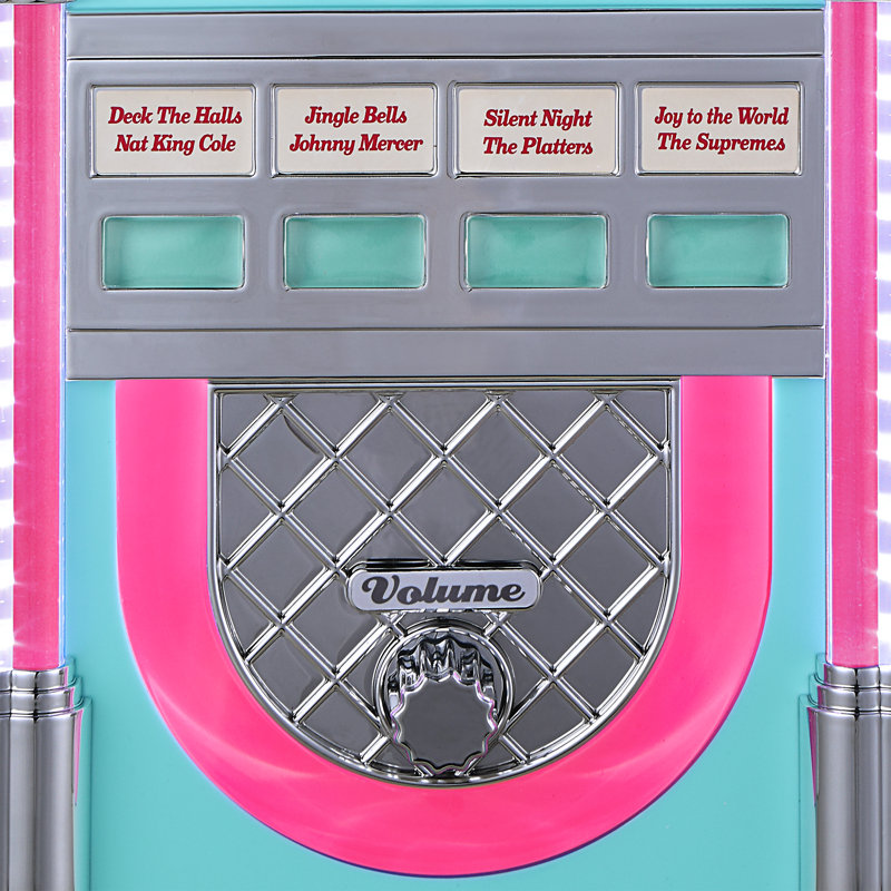 9" Retro Jukebox, Teal/Pink/Gray