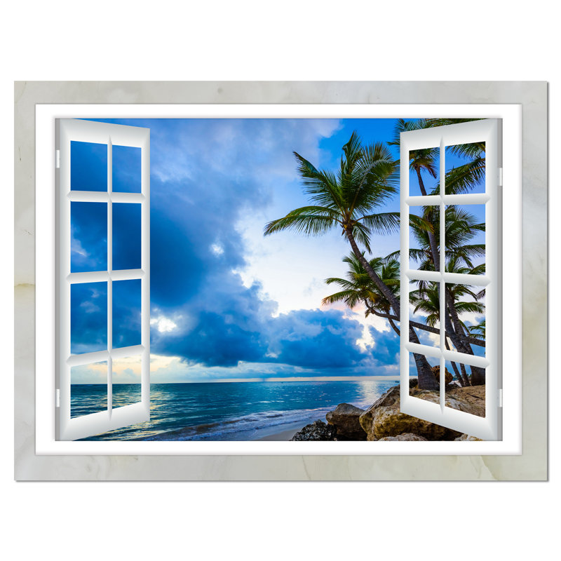 « window open to cloud blue sky », impression sur toile tendue, H 20 po x l 20 po x P 1 po