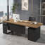 Bureau en bois massif à 3 tiroirs Burlywood, bureau Burlywood-583292973-583292961