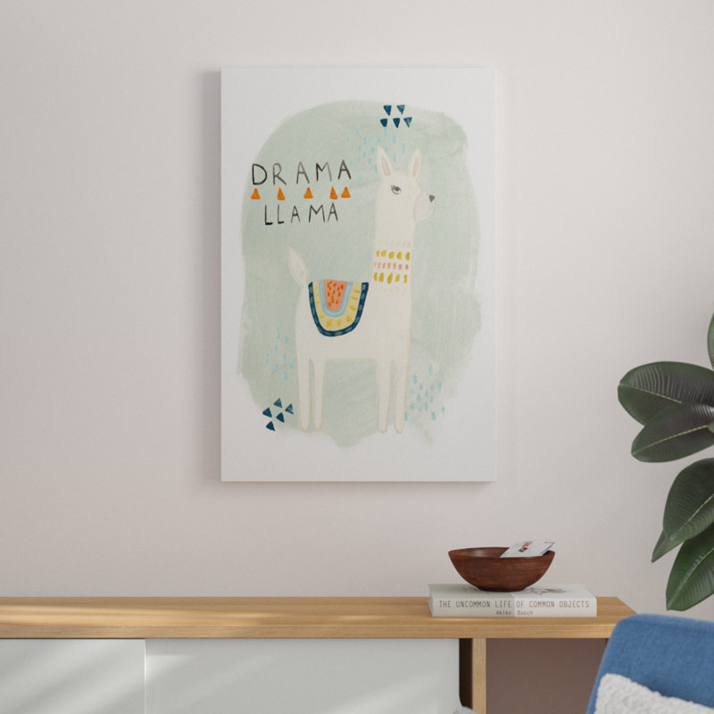 Llama Squad II by June Erica Vess - Painting on Canvas, 91cm H x 61cm W, Wrapped Canvas