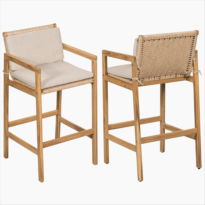Ensemble de 2 tabourets de bar en bois Marcella