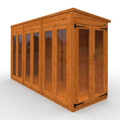TigerFlex® Modular Buildings 12 ft. W x 4 ft. D Shiplap Pent Full Pane Summerhouse
