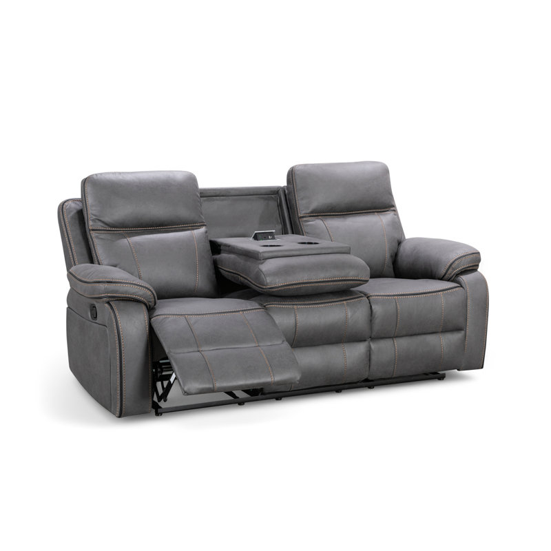 Faux Leather Reclining Sofa, 3