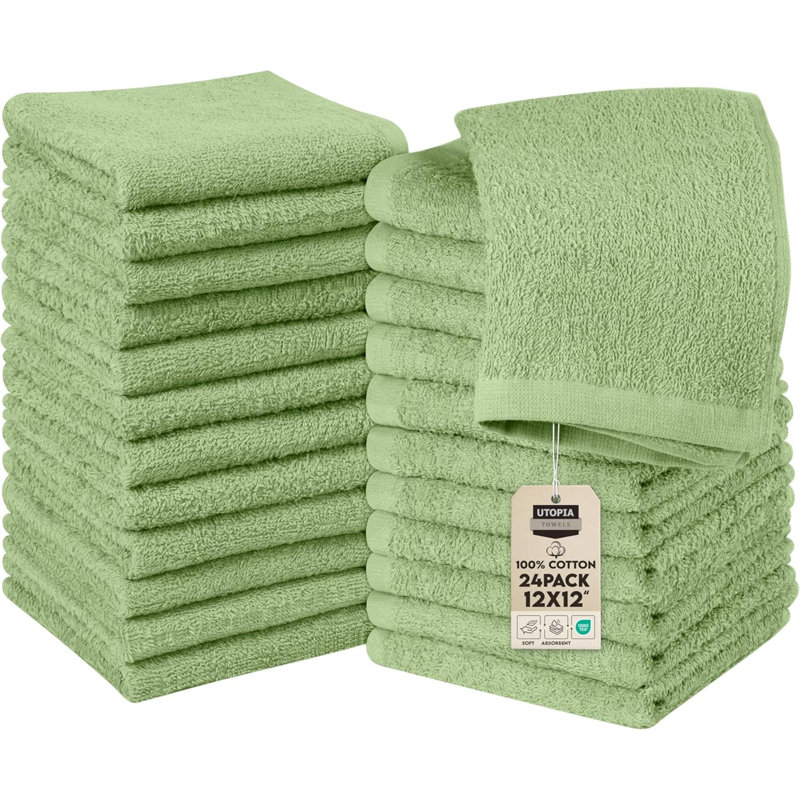 24 Pack Cotton Washcloths Set, 100% Ring Spun Cotton, Premium Quality Flannel Face Cloths, Highly Absorbent And Soft Feel Fingertip Towels