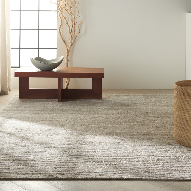 Tapis rayé gris noué à la main Keene, Rectangle 9 pi x 12 pi