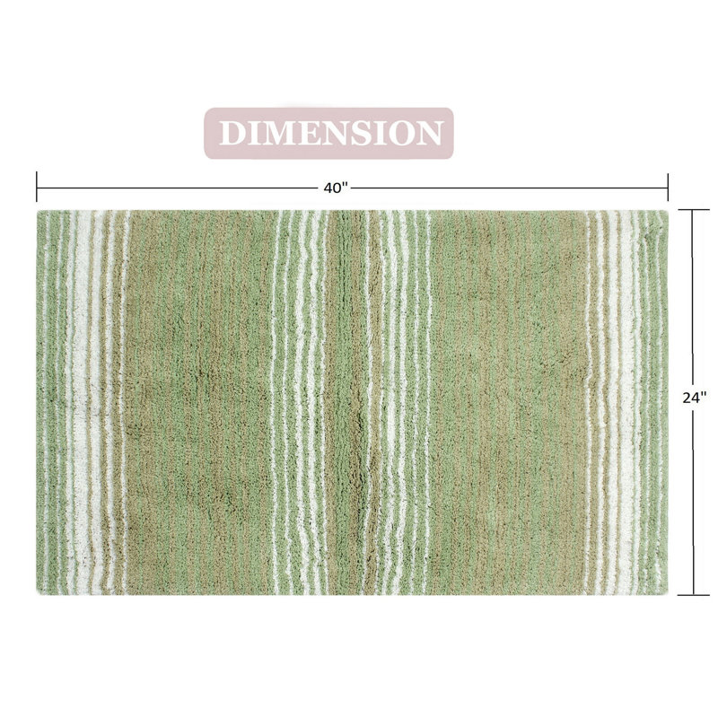 Griffie Plush 100 % Cotton Bath Rug, Sage, Single - 24" L x 40" W