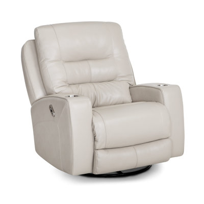 Leather Power Swivel Recliner With Cupholders by Hokku Designs