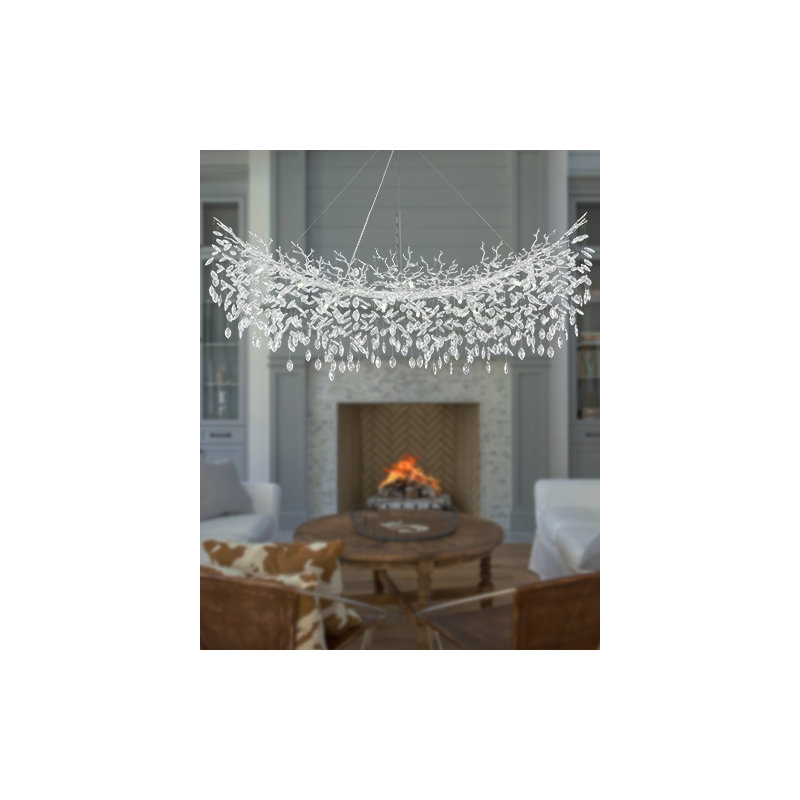 Tree Branch Crystal Chandelier Lighting, 18, Silver/White, 15.7" H x 63" W x 15.7" D