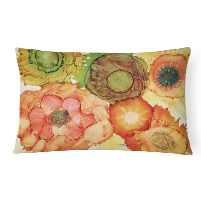  Abstract Flowers Blossoms Fabric Indoor/Outdoor Throw Pillow