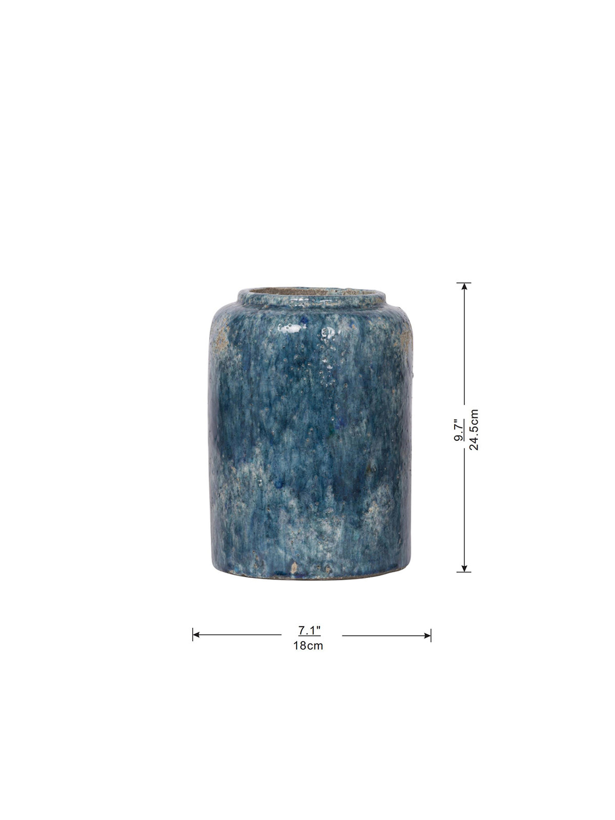 Duke Handmade Terracotta Table Vase, 9.7" H x 7.1" W x 7.1" D, Blue