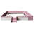 Full Size Velvet Upholstered Daybed with Stairs & Gas Lift Storage Ottoman, Contrast Color, Padded Guardrails, Pink+White-324897664-324897677