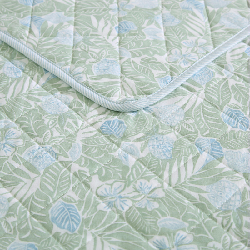 Pineapple Bloom Quilt, Green/Yellow, Queen Quilt + 2 Standard Shams