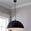 Quanshae 1 -Dome Pendant Light – Black Metal with Golden Lining, Modern Ceiling Fixture for Kitchen, Dining & Living Room