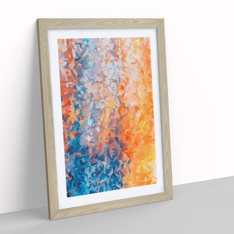 Broken Through Abstract - Wall Art, 48cm H x 36cm W, Oak Framed, White