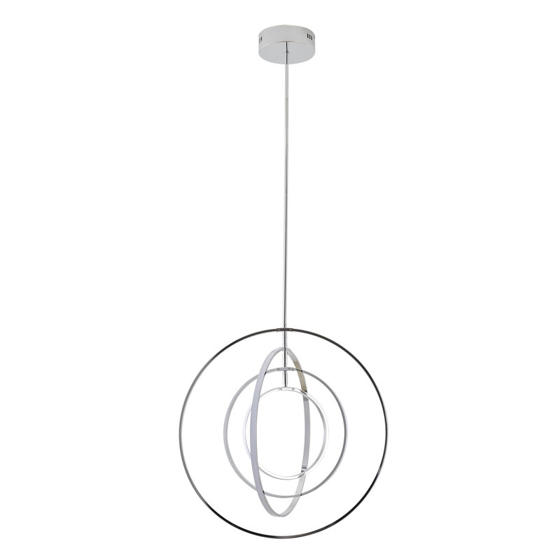 Luminaire suspendu en anneau 4 lumières DEL, Chrome
