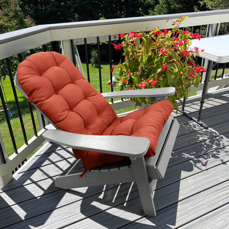 Adirondack Cushion Barrel Studio® 1 - Piece Outdoor Seat/Back Cushion, Orange