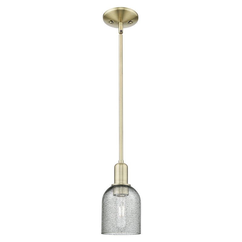 Arcadia - Caledonia - Mini-luminaire suspendu avec tige 5 po 1 lumière, Laiton antique, Gris anthracite
