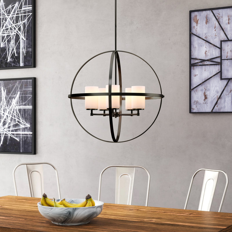 Alturas 5 - Light Dimmable Globe Chandelier, Brushed Oil Rubbed Bronze, No