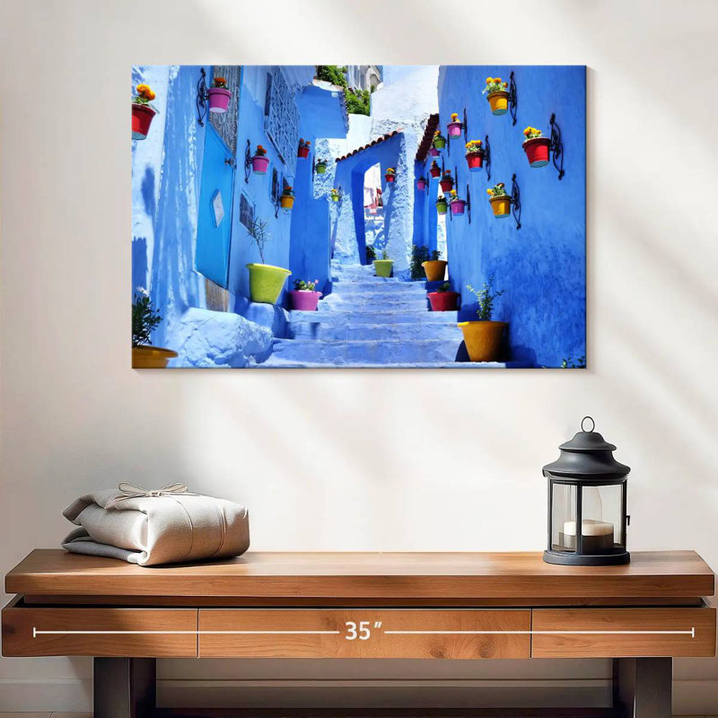 Ravi Chefchaouen Stairway, 16" H x 24" W