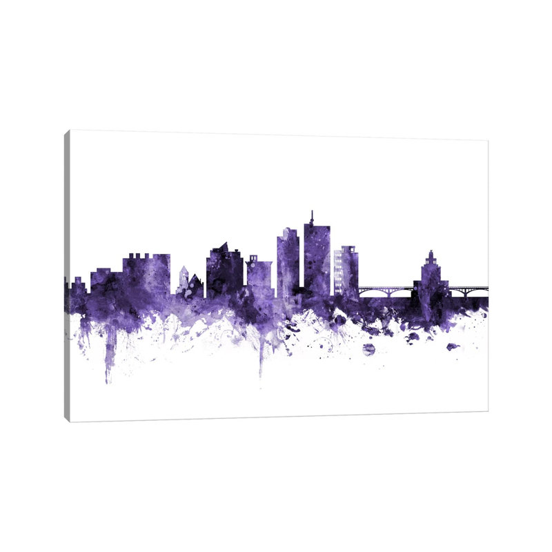 Cedar Rapids, Lowa Skyline by Michael Tompsett - 1 Piece Wrapped Canvas Painting, 30.48cm H x 45.72cm W x 1.91cm D