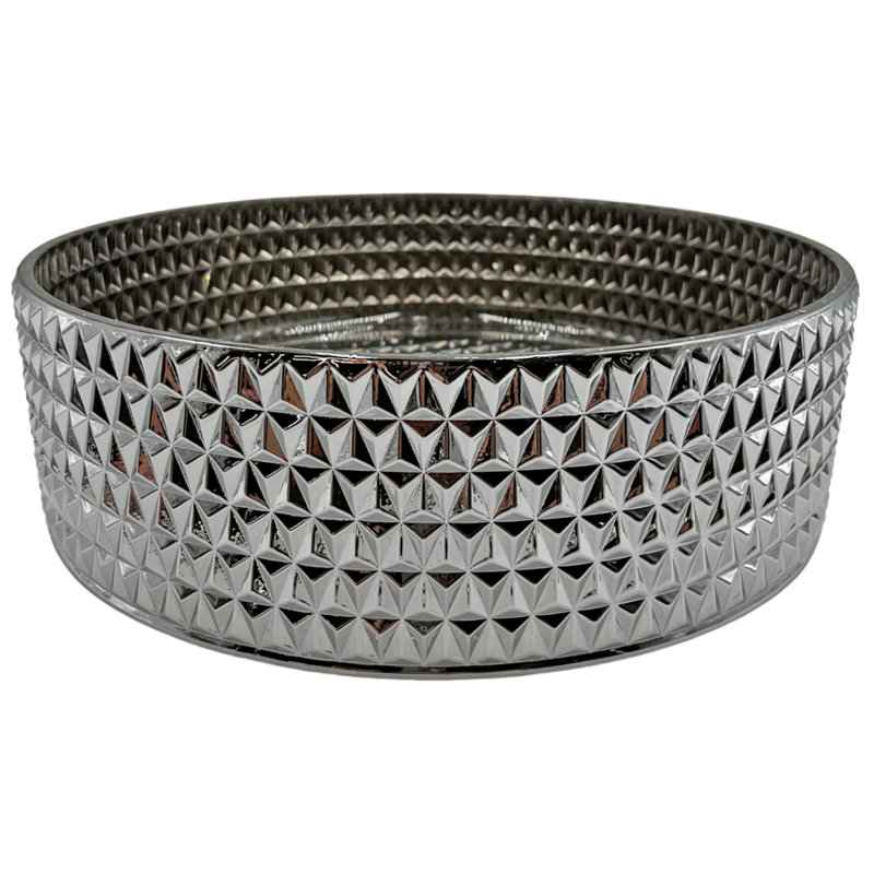 Lavabo de salle de bain rond en verre texturé 14 po Scotch - Collection Timeless, 14", Argent