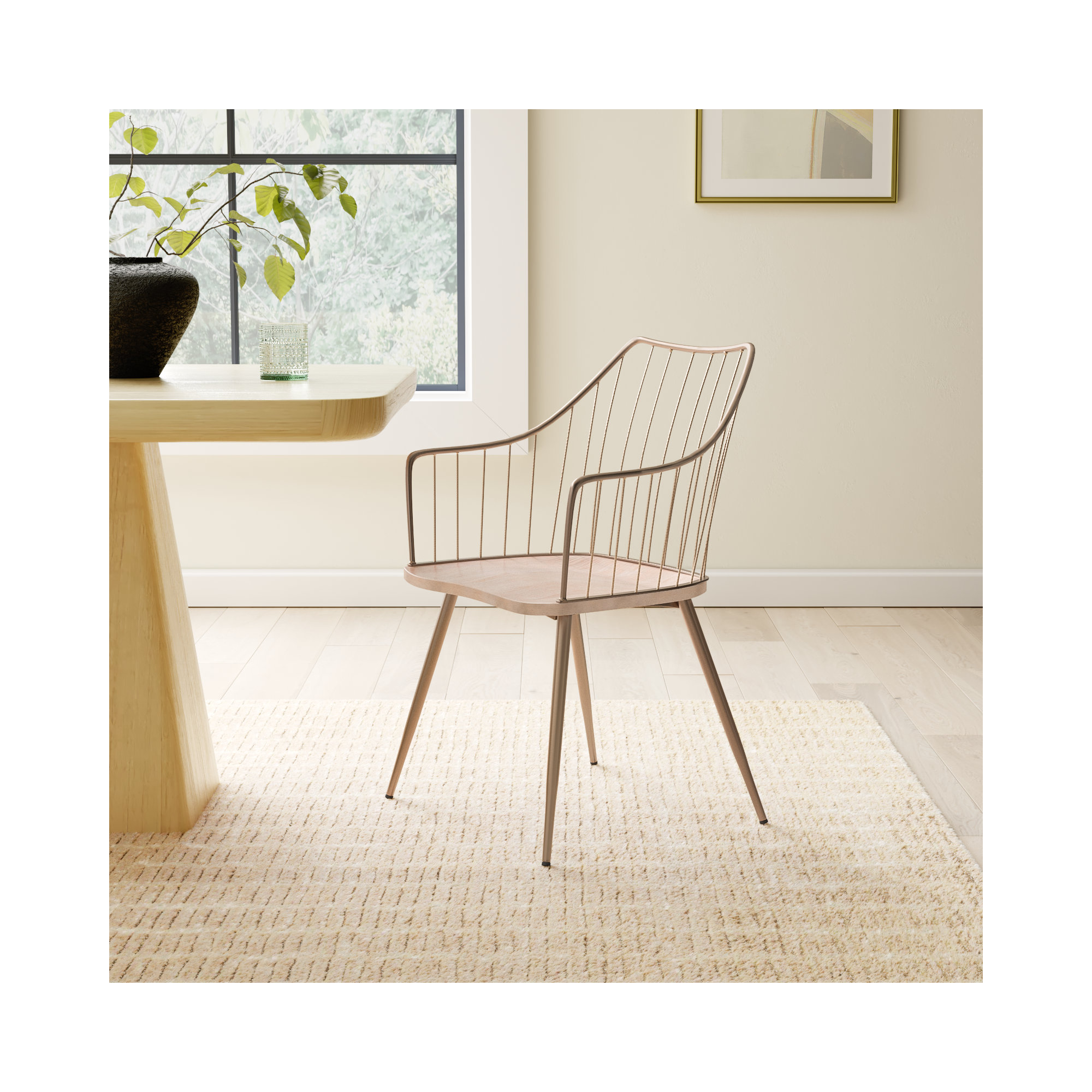 Fianna Slat Back Arm Chair, White Washed