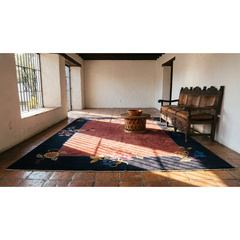 Tapis bleu marine, rouge / rouille