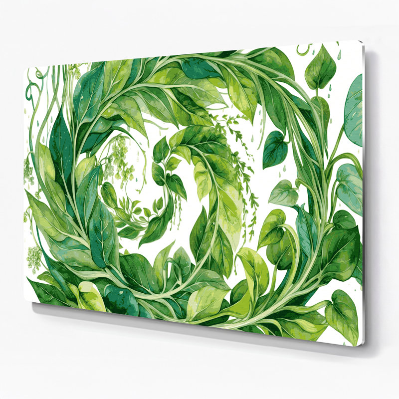 Légumes, eau, épinards, matin, gloire, art mural en métal vert, H 24 po x l 36 po