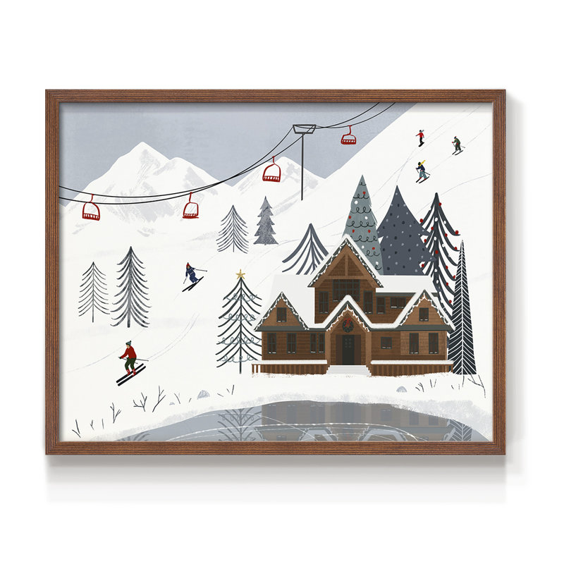 Collection Ski Slope, impression encadrée - Restickable, H 8 po x l 10 po, Noyer