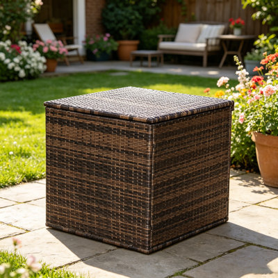 Wicker Patio Furniture Storage Box (Brown ), Patio Set, Outdoor Sofa Set, Conversation Set