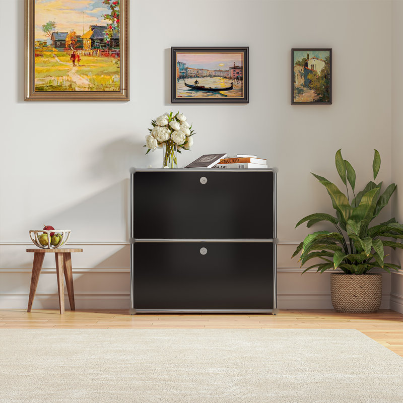 Rangement avec table de chevet et classeur, Noir